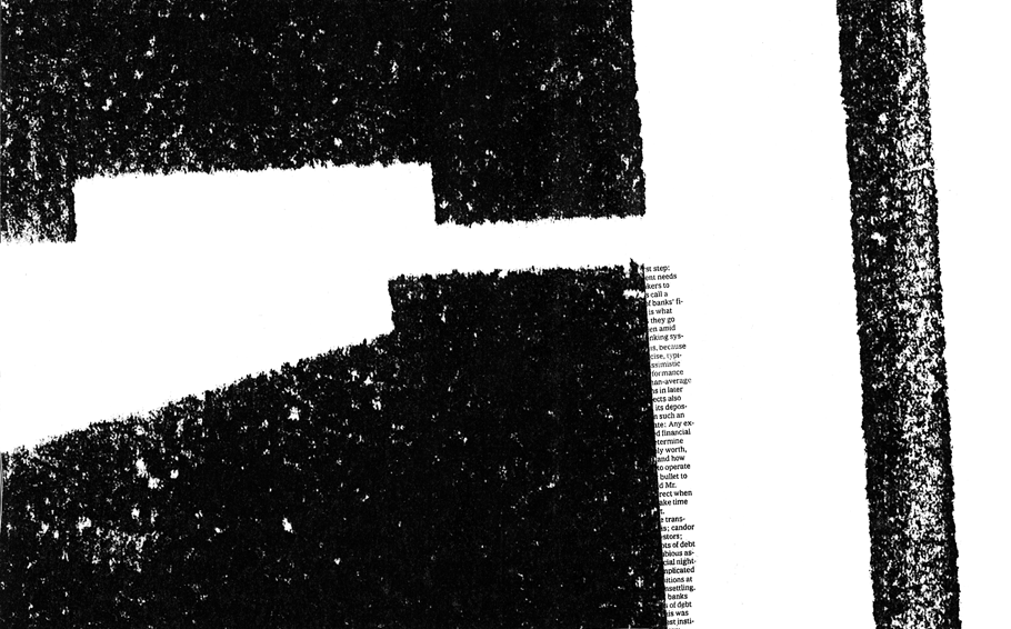 Photocopier collage of two enlarged serifed letters, abstracted, showing their slab terminals